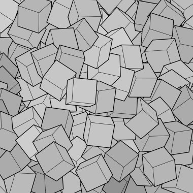 Soyut vektör arkaplanı. Geometrik şekiller. Gri küpler.
