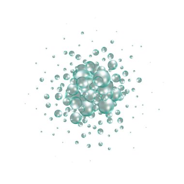 Canlı bir zemin üzerinde yüzen renkli küreler - 3 boyutlu görüntüleme. Mavi toplar.