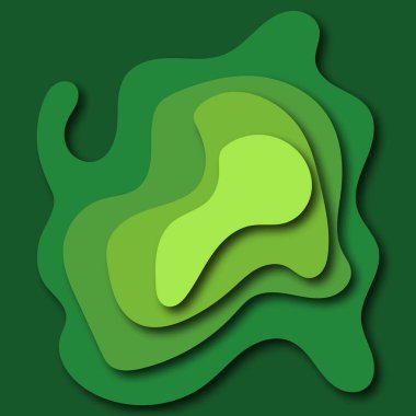 Kağıt kesim tarzında yeşil arkaplan. Değişik tonlarda dalgalı daireler..