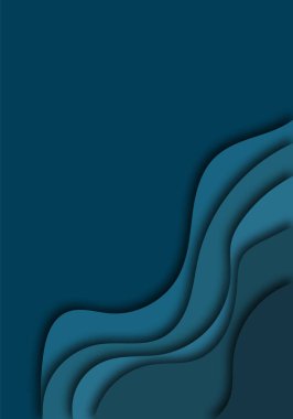 Mavi vektör arka planında gradyan olan üç boyutlu kağıt katmanları. Topoğrafya web sitesi şablonu veya pürüzsüz origami kağıt şekli konsepti için soyut kağıt kesimi dokusu