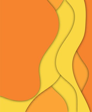 Turuncu kağıt kesim şekilli soyut arka plan tasarımı. Pankart, sunum ve davetiye için kağıt kesimi vektör illüstrasyonu. Kağıt sanatı ve zanaat stili.