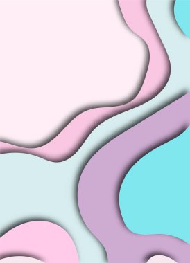 Kağıt karikatür, soyut dalgalar. Arkaplan kağıttan kesilmiş. Modern origami tasarım şablonu. Vektör çizimi. Pastel renklerde üç boyutlu kağıtlar. Eps 10