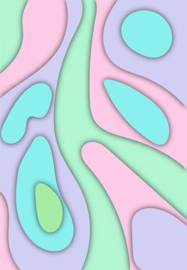 Kesik kağıdın geçmişi. Tasarım için, dalgalı pembe katmanların mukavva dokusuna sahip soyut gerçekçi kağıt düzeni. Üç boyutlu rahatlama. Oyma sanatı. Vektör çizimi. Kapak tasarım şablonu.