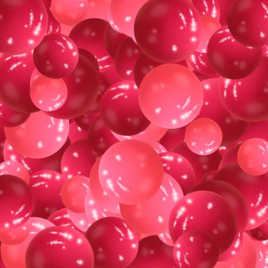 Kırmızı taşaklı arka plan, bulanık etki. Üç boyutlu yuvarlak küreler. Geometrik tasarım elementleri yuvarlak top deseni. Boş uzayda uçan şekiller. Poster, pankart, pankart için tasarım. vektör illüstrasyonu