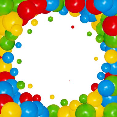 Soyut vektör tasarım ögesi. Renkli balonlardan yapılmış yuvarlak fotoğraf çerçevesi. Fotoğraf çerçevesi.