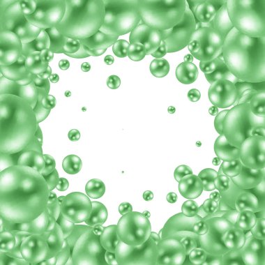 Nature, colorful, multicolored sea pearl background with small and big pearls isolated on transparent background. Photoframe