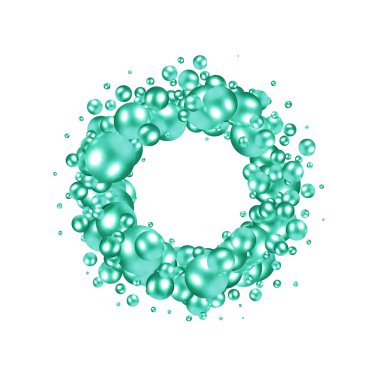 Parlak topları ile basit degrade arka plan üzerinde farklı büyüklük. Parlak balonlar boş alanda. Kaotik kayan küre ile soyut kompozisyon. 3D render.