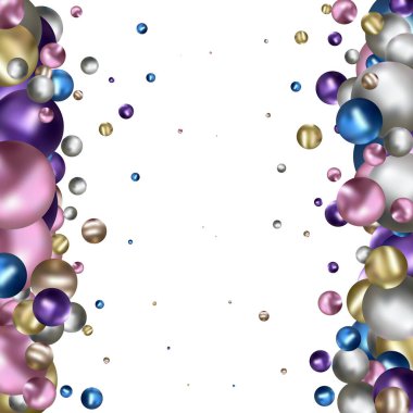 Frame made of mother-of-pearl color pearls. Festive decor element.