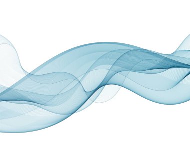 Soyut pürüzsüz renk dalga vektörü. Eğri akış mavi hareket çizimi. Duman tasarımı. Vektör çizgileri.
