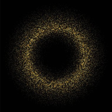 Vektör çizimi. Yuvarlak şekilli şekerler. Altın, pırıltı, parıltı. Bir tatil, bir davet. Altın tozu