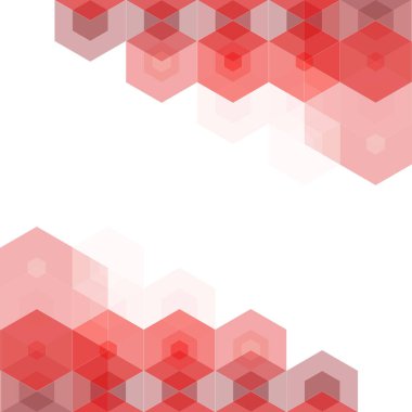 Kırmızı altıgen soyut arkaplan. Geometrik desen. Tasarım ögesi.