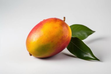 Mango beyaz arka planda izole edilmiş, taze lezzetli meyveler. Yüksek kaliteli fotoğraf.
