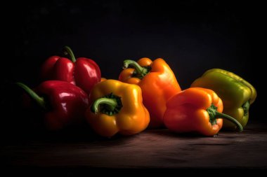 Biberler, taze sebzeler, taze malzemeler, yemek malzemeleri. Yüksek kaliteli fotoğraf.