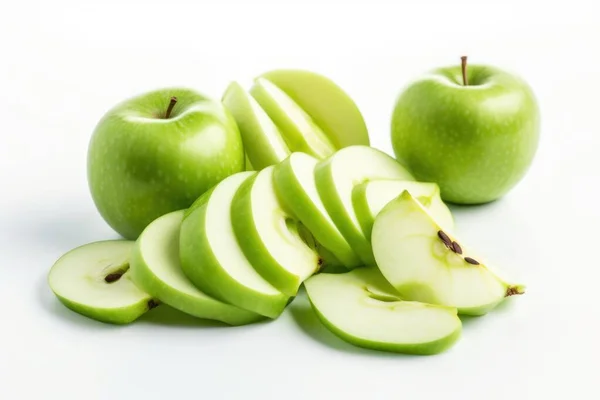 采购产品苹果 绿色的苹果 白色的背景 孤立的 新鲜美味的水果 高质量的照片 — 图库照片