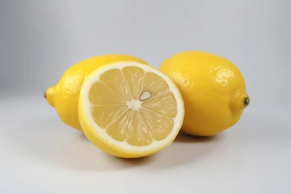 Lemon White Isolated Background Fresh Tasty Fruit High Quality Photo — Stock Photo, Image