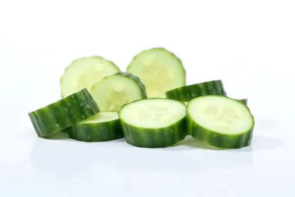 Cucumber White Isolated Background Fresh Tasty Vegetables Fresh Ingredients Cooking — Stock Photo, Image