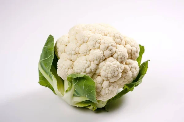 Blumenkohl Auf Weißem Hintergrund Frisches Schmackhaftes Gemüse Frische Zutaten Kochzutaten — Stockfoto