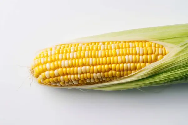 Kukurydza Cukrowa Białym Izolowanym Tle Świeże Smaczne Warzywa Świeże Składniki — Zdjęcie stockowe