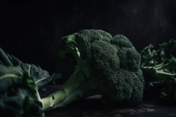 Brokkoli Frisches Schmackhaftes Gemüse Frische Zutaten Kochzutaten Hochwertiges Foto Düsteres — Stockfoto