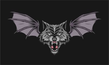 Yarasa kanatlı kurt kafası