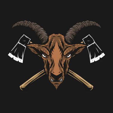 Keçi kafası ve balta.