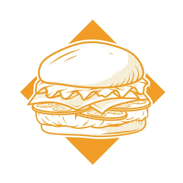 Hamburger Zeichnung Logo Design — Stockvektor