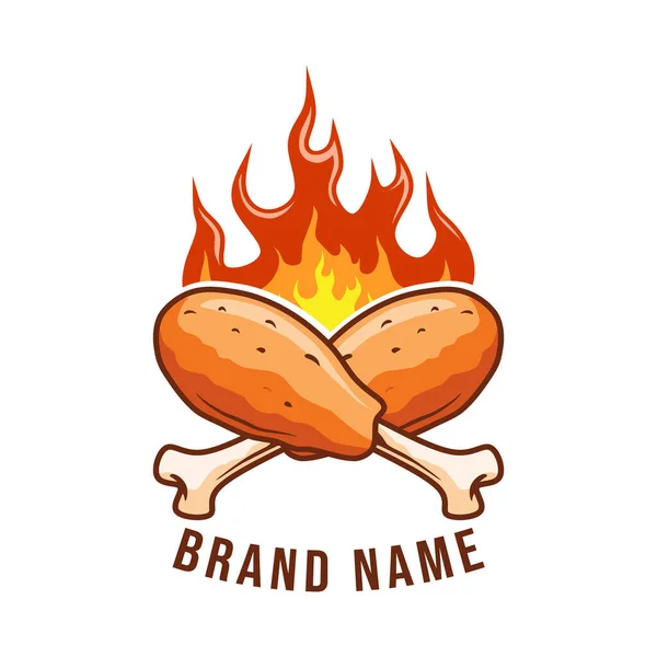 Concepto Logo Pollo Frito Picante — Vector de stock