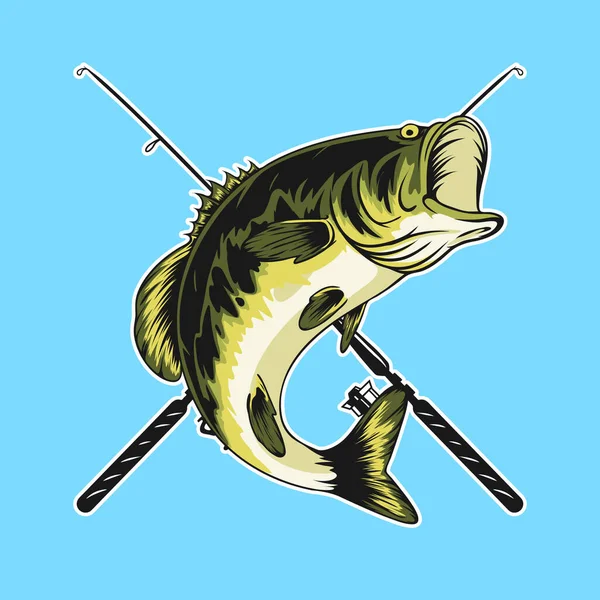 Bajo Diseño Del Logotipo Pesca — Vector de stock