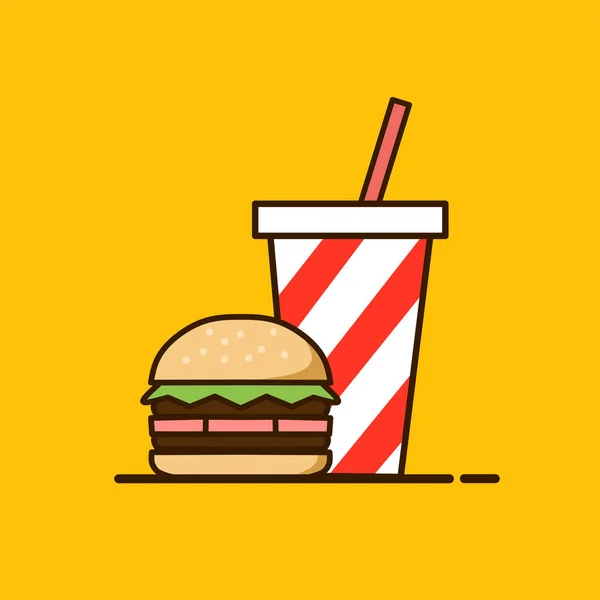 Hamburger Üdítő Egyszerű Kialakítás — Stock Vector