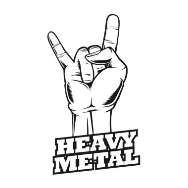 Logo, poster ve diğer kullanım alanları için ağır metal el işareti tasarımı