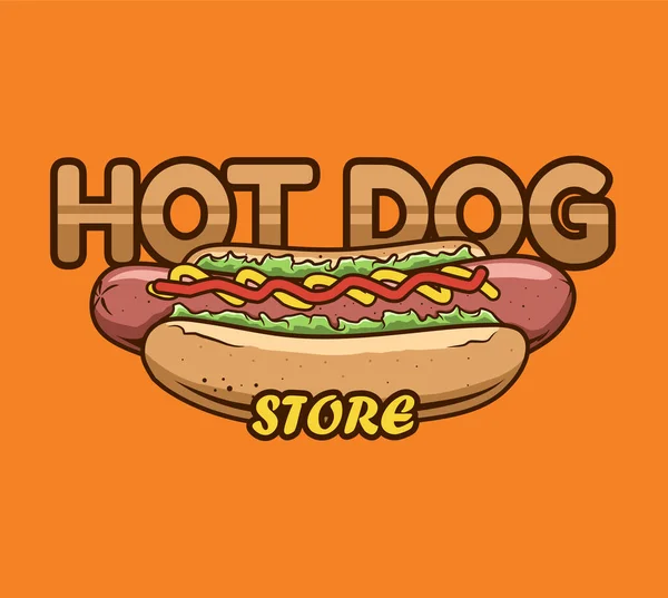 Concepto Logo Tienda Hot Dog — Vector de stock
