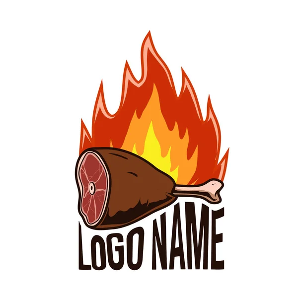 Logotipo Uma Carne Grelhada Condimentada — Vetor de Stock