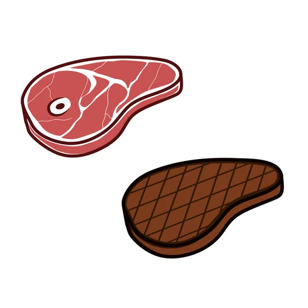 Carne Cruda Ilustración Del Vector Del Bistec — Vector de stock