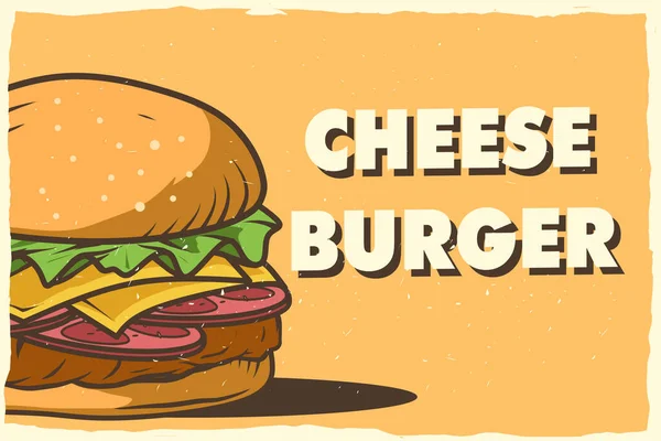 Cheeseburger Vintage Poster Design Zum Drucken — Stockvektor