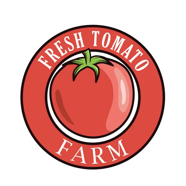 Diseño Del Logotipo Granja Tomate Fresco — Vector de stock