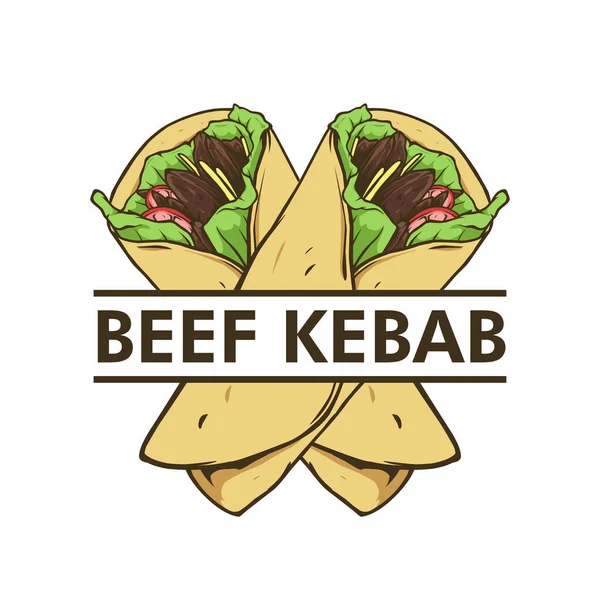 Diseño Del Logotipo Del Kebab Carne — Vector de stock