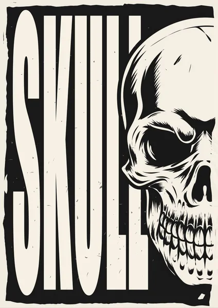Design Cartaz Desenho Crânio Para Impressão —  Vetores de Stock