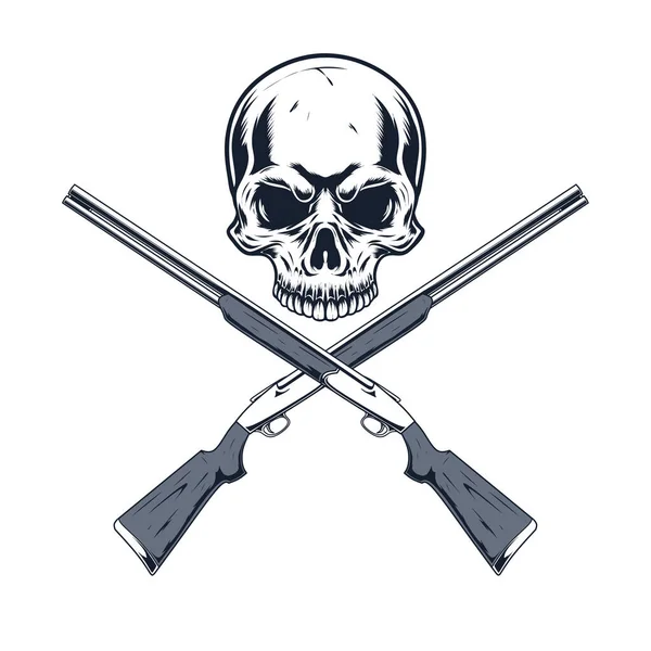 Totenkopf Und Gewehrzeichnung — Stockvektor