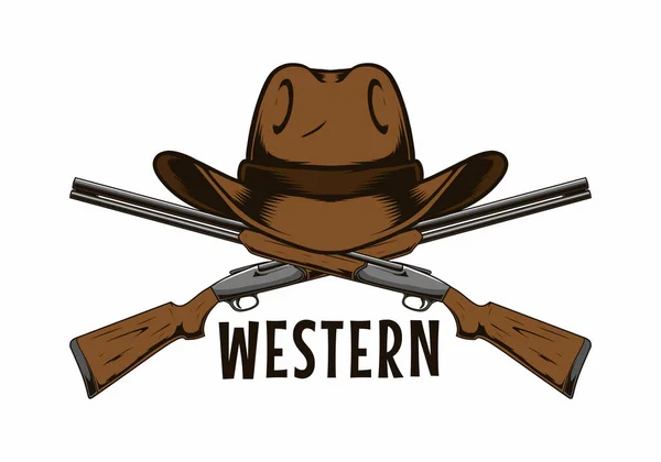 Cowboy Hat Illustration Shotgun — Stock Vector