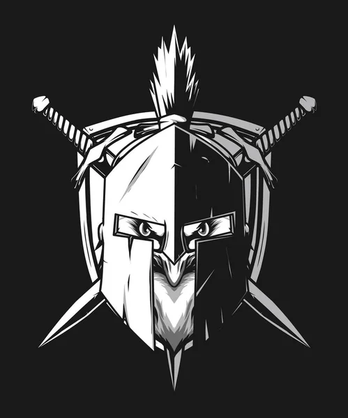 Eagle Head Wearing Sparta Helmet Sword — Stock Vector