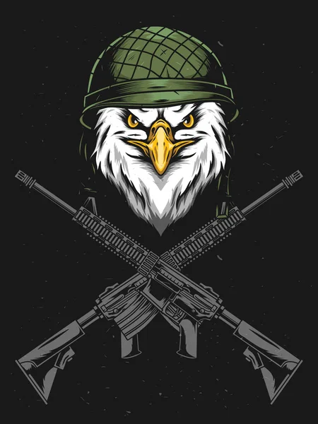 Tête Aigle Avec Poster Casque Militaire — Image vectorielle