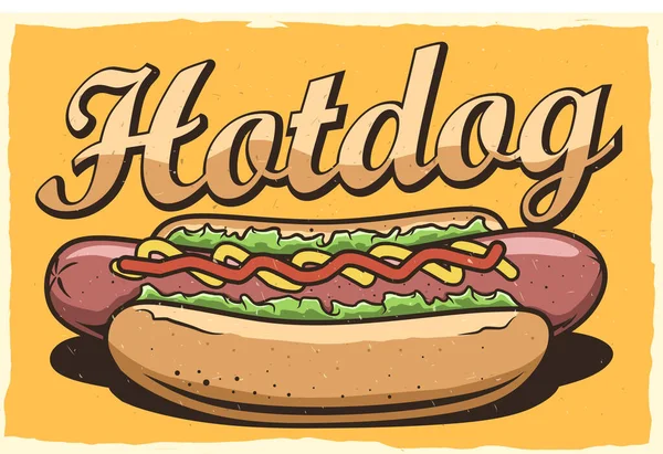Hotdog Landskap Vintage Affisch Design — Stock vektor