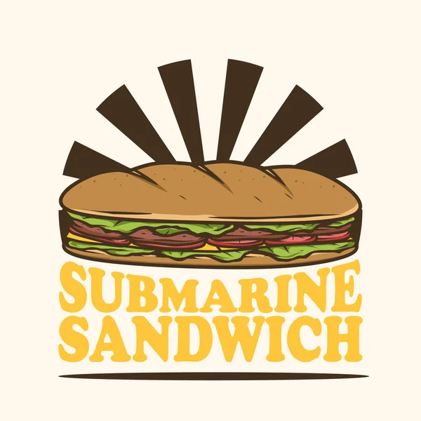 Diseño Del Logotipo Del Sándwich Sub — Vector de stock