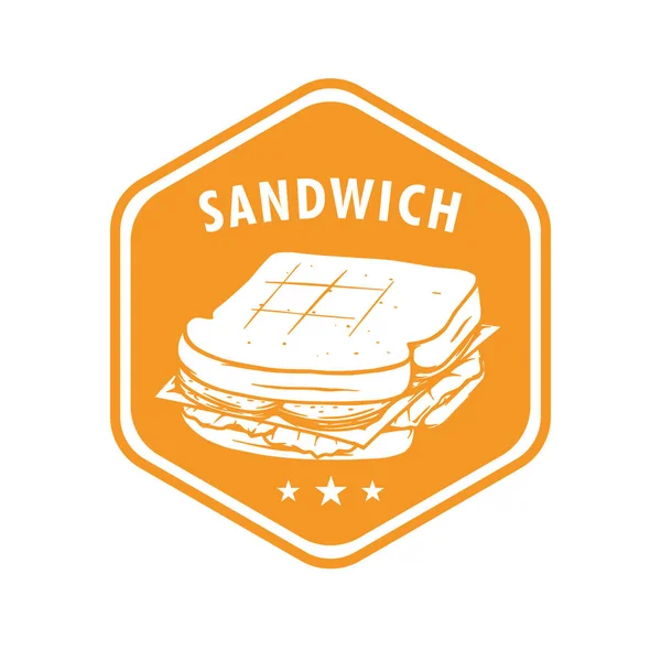Concepto Emblema Logotipo Sándwich Para Restaurante — Vector de stock
