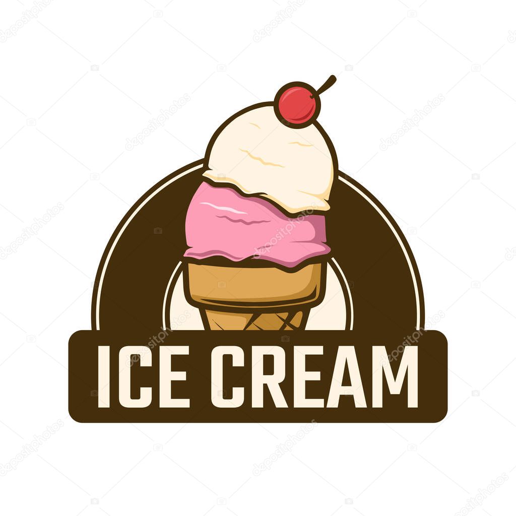 Ice cream badge logo design