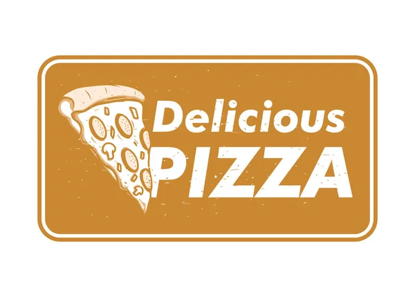 Delicious Pizza Vintage Logo Design — Stock Vector