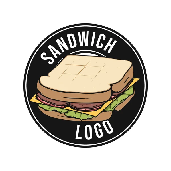 Sandwich Logo Badge Koncept För Restaurang — Stock vektor