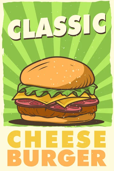 Klassisches Cheeseburger Plakatdesign — Stockvektor