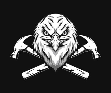 kartal kafası ve çapraz çekiç çizimi