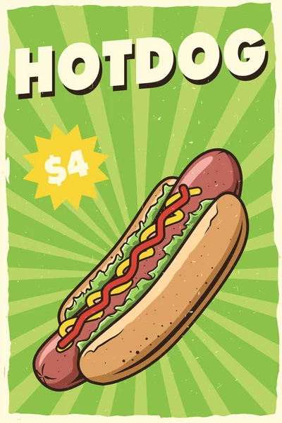 Hotdog Plakatentwurf Für Den Druck — Stockvektor
